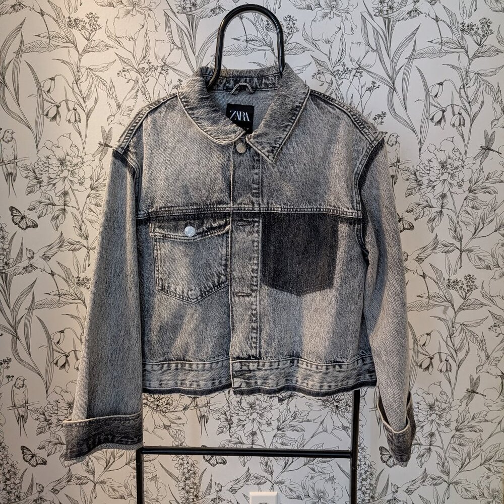 ZARA Denim Jacket | Frayed Hem | Size L